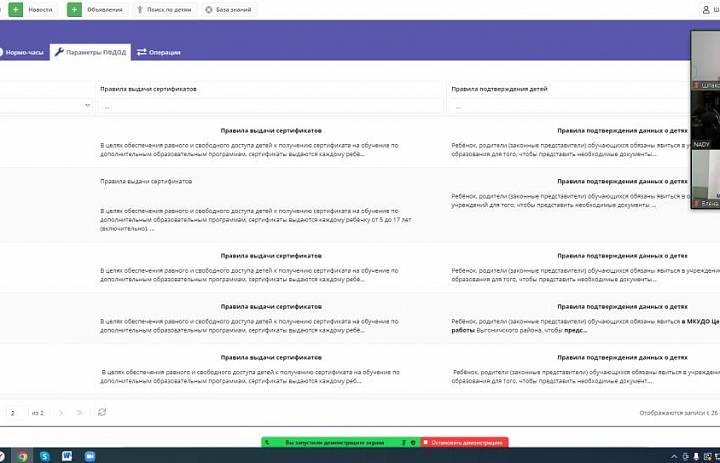 Онлайн-совещания по вопросам персонифицированного финансирования, проводимые Региональным модельным центром дополнительного образования детей Брянской области с представителями муниципальных опорных центров